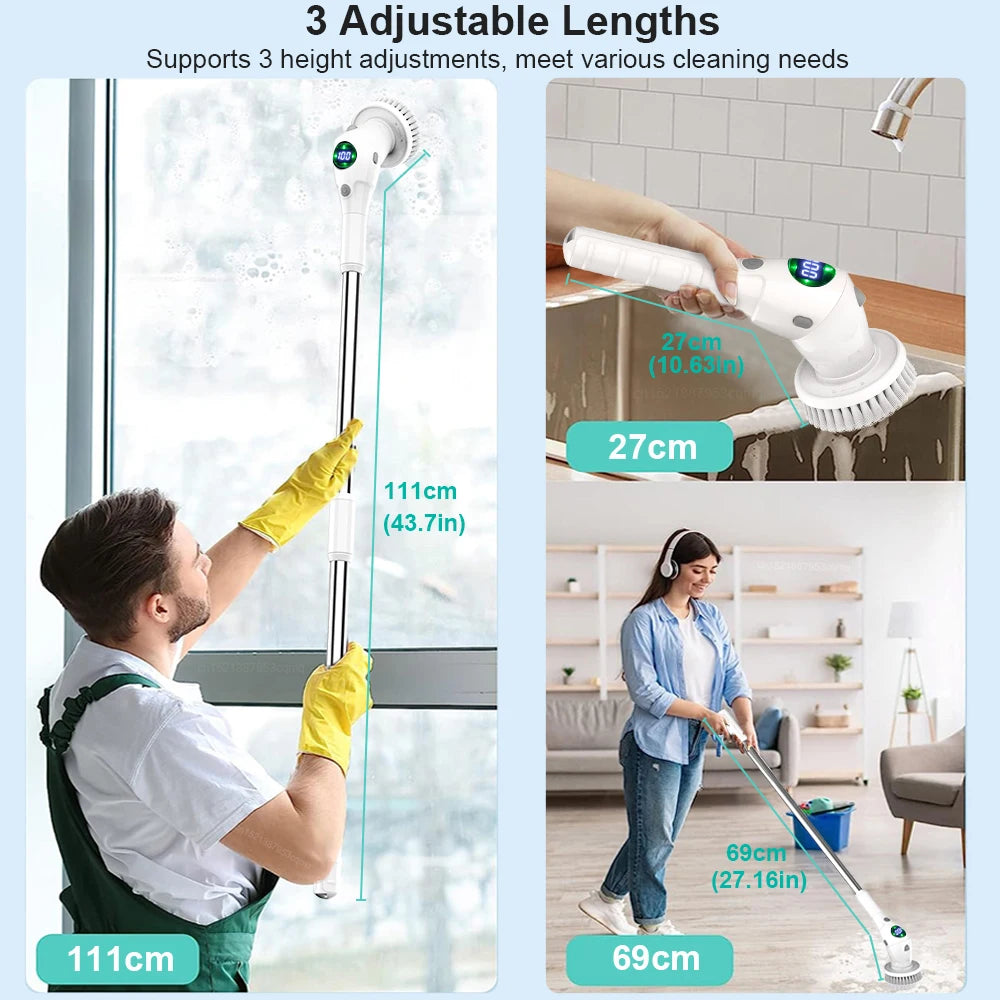 FOR YOU 002
Electric Cleaning Brush 8 in 1 Multifunctional Household Wireless Rotatable Cleaning Brush For Bathroom Kitchen Windows Toilet