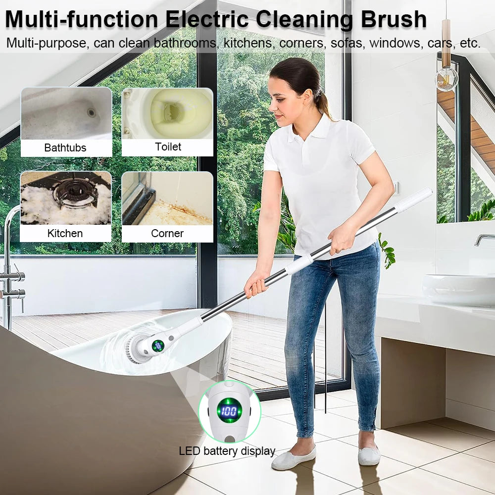 FOR YOU 002
Electric Cleaning Brush 8 in 1 Multifunctional Household Wireless Rotatable Cleaning Brush For Bathroom Kitchen Windows Toilet